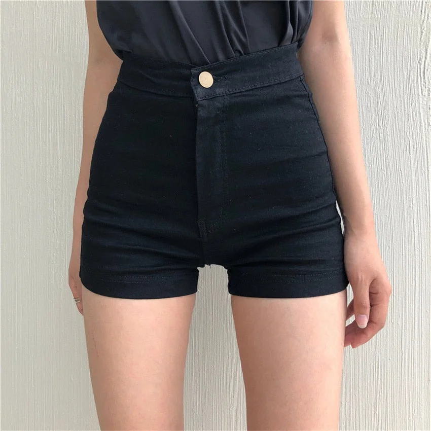 High Waist Denim Shorts Female Short Jeans for Women Korean Style Solid Booty Shorts Ropa Mujer Vetement Femme 2021