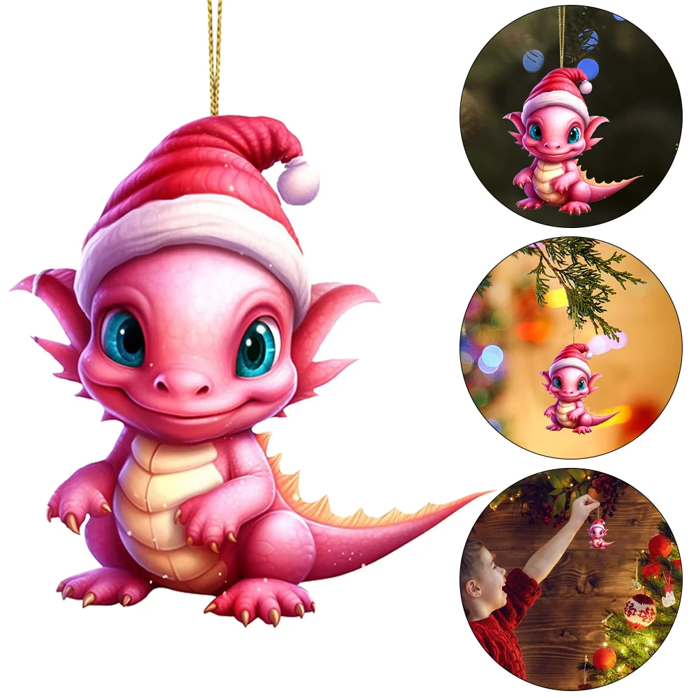 Statue Of Baby Dragon Acrylic Handmake Dinosaur Figurines Cartoon (Pink)