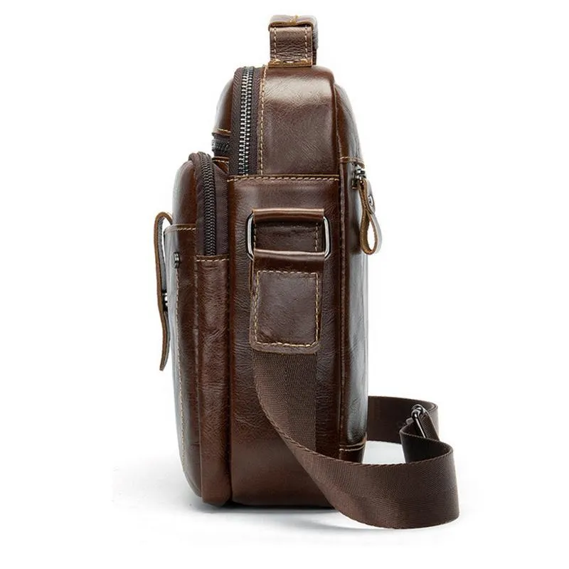 Classic Leather Crossbody Bag Outdoor Casual Shoulder Bag Handbag For Men