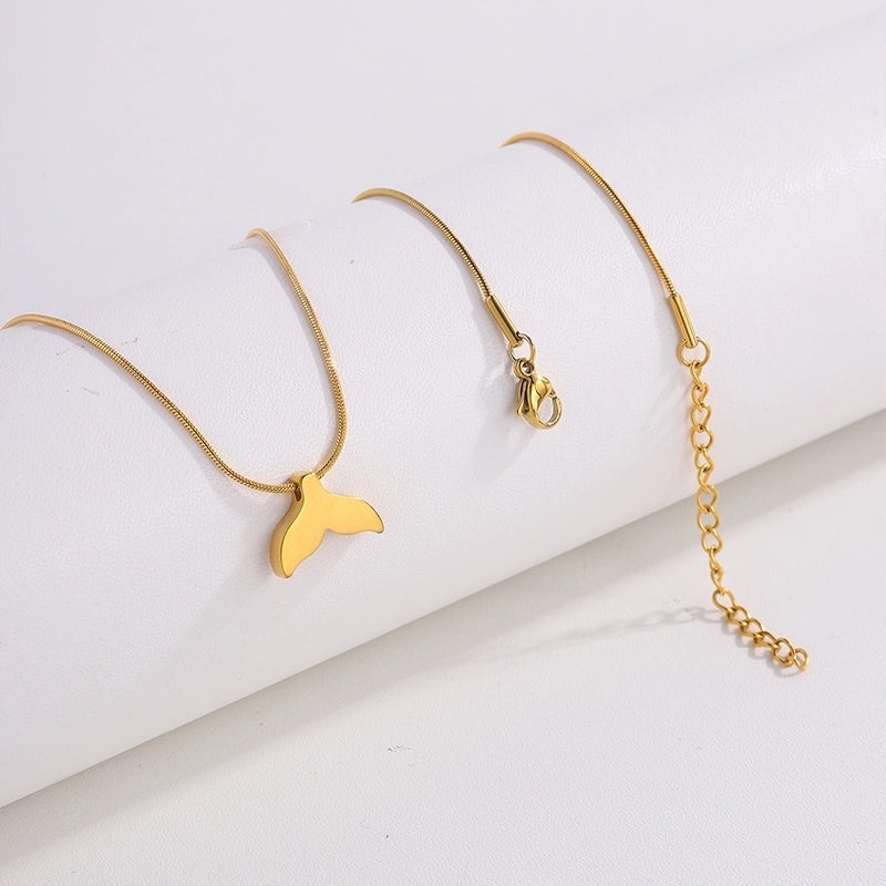 Elegant Lady Fish Tail Titanium Steel Pendant Necklace