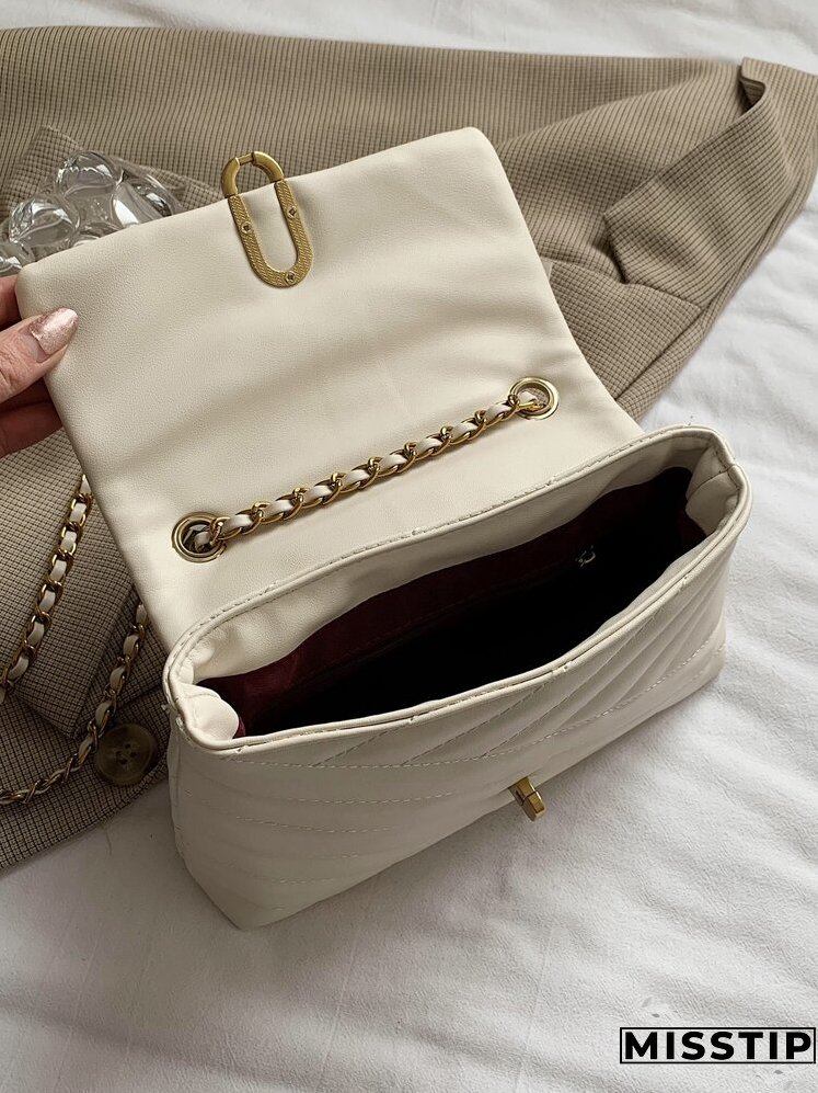 Stitch Detail Flap Shoulder Bag