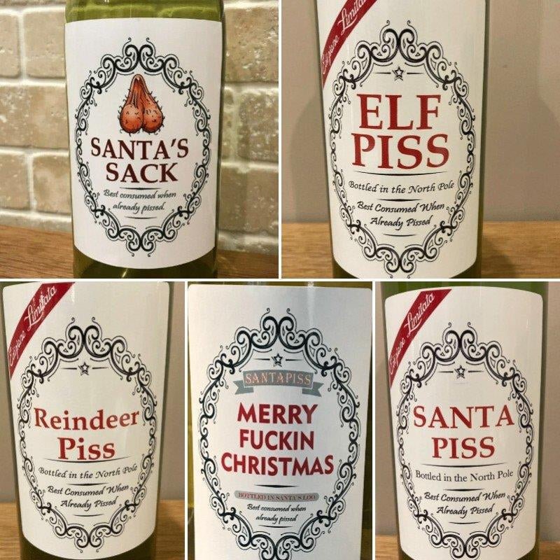 ?Christmas Funny Novelty Bottle Labels(Pack of 5PCS)