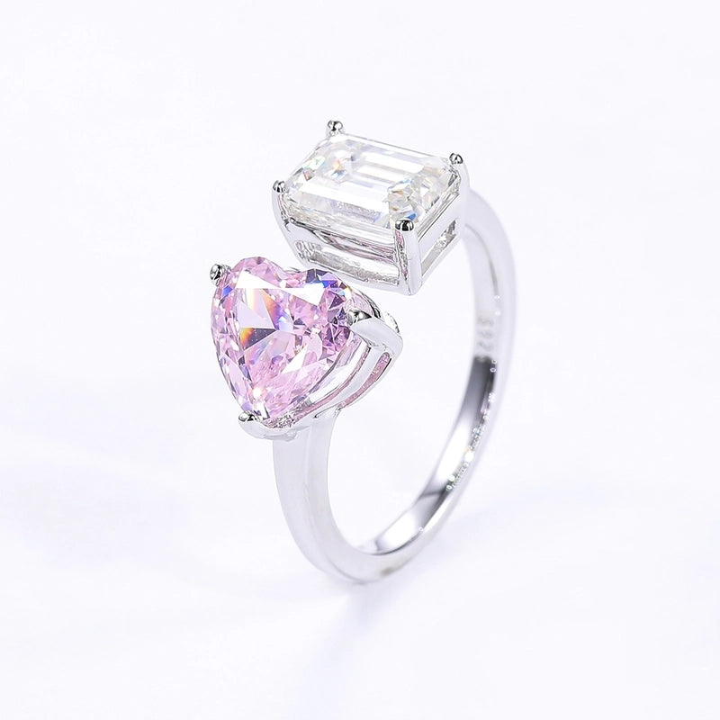 Round Brilliant 18K Gold Plated Moissanite Rings Heart Shape VVS1-VVS2