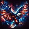 Independence Day USA Bald Eagle Full 11CT 3 Strands DIY Stamped Cross Stitch Kit for Beginners Adults Home Wall Decor Cross Stitch Art and Crafts Kits 40x40cm