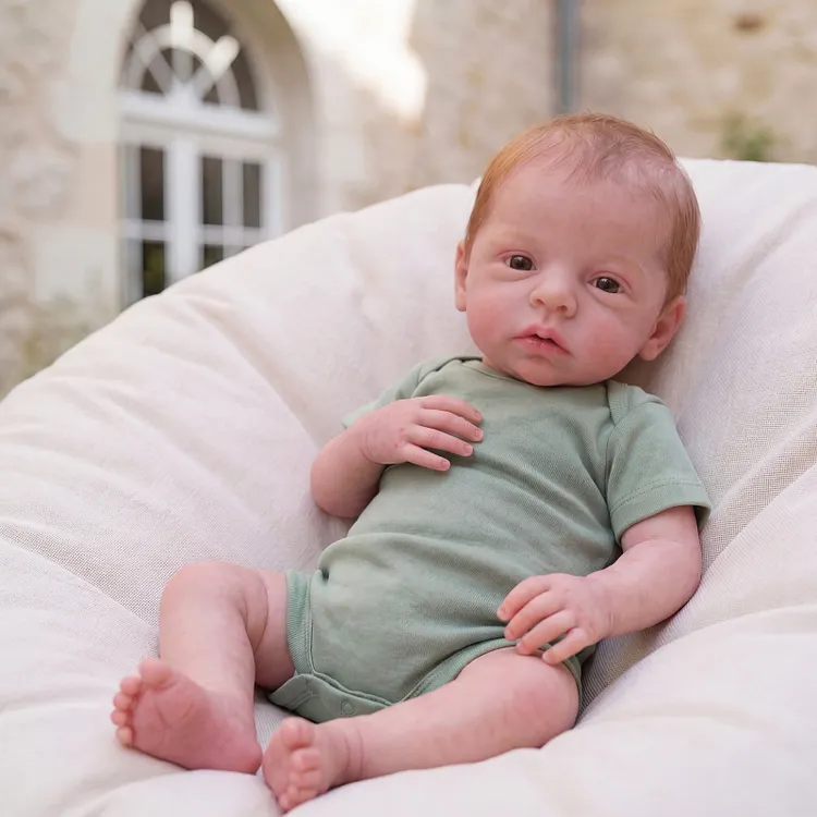 [Pre-Order] Full Body Silicone Reborn Baby Doll 12"/16"  Lifelike Boy &ndash; Green Romper &ndash; Quen