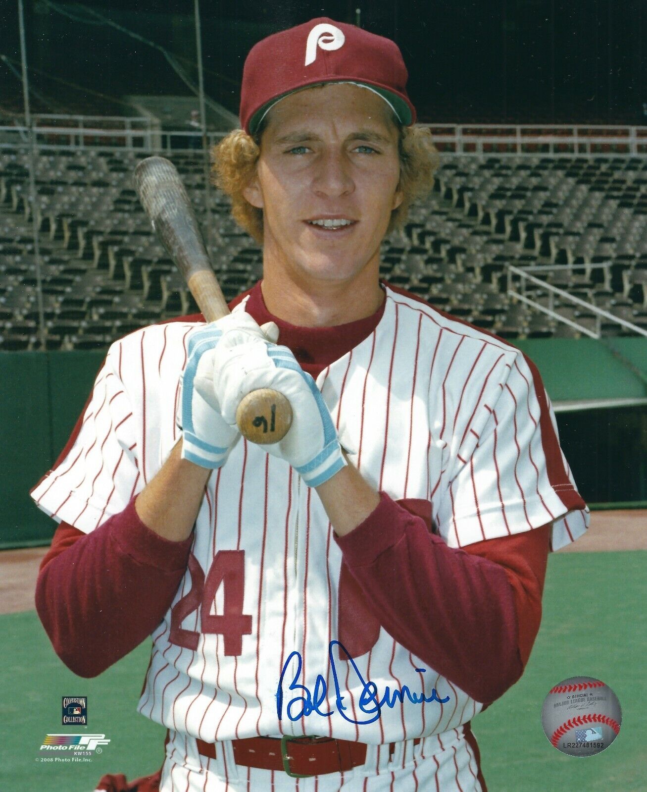 Signed 8x10 BOB DERNIER Philadelphia Phillies Autographed Photo Poster painting - COA