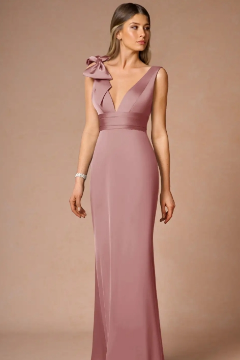 Oknass Straps Sleeveless Deep V Neck Long Mermaid Prom Dress With Pleated