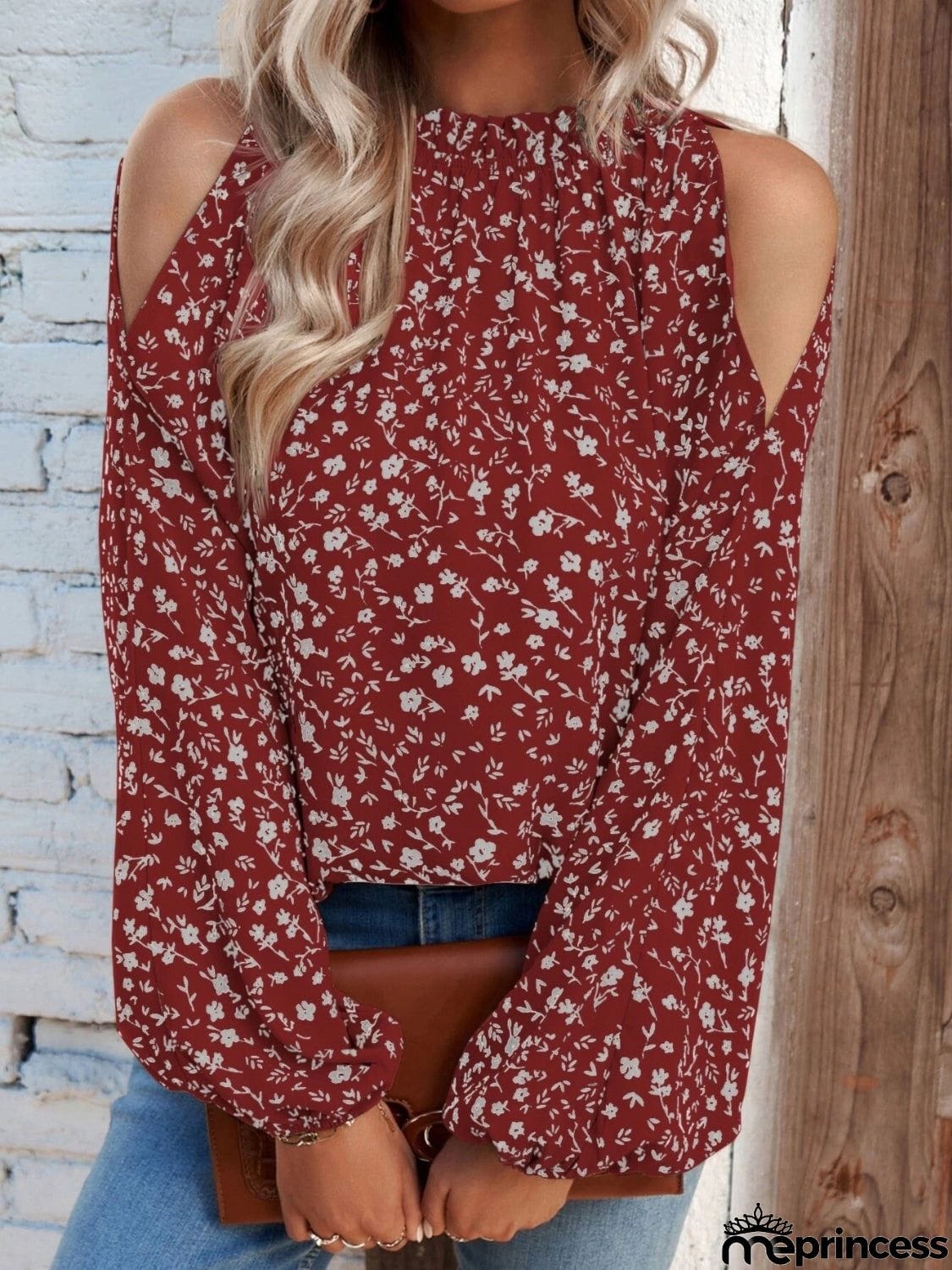 Floral Cold-Shoulder Blouse