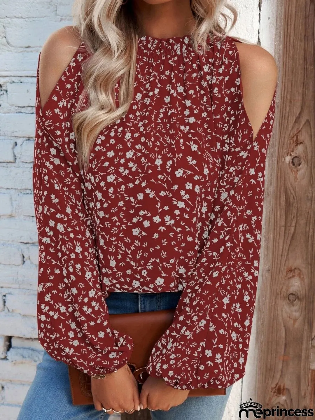 Floral Cold-Shoulder Blouse