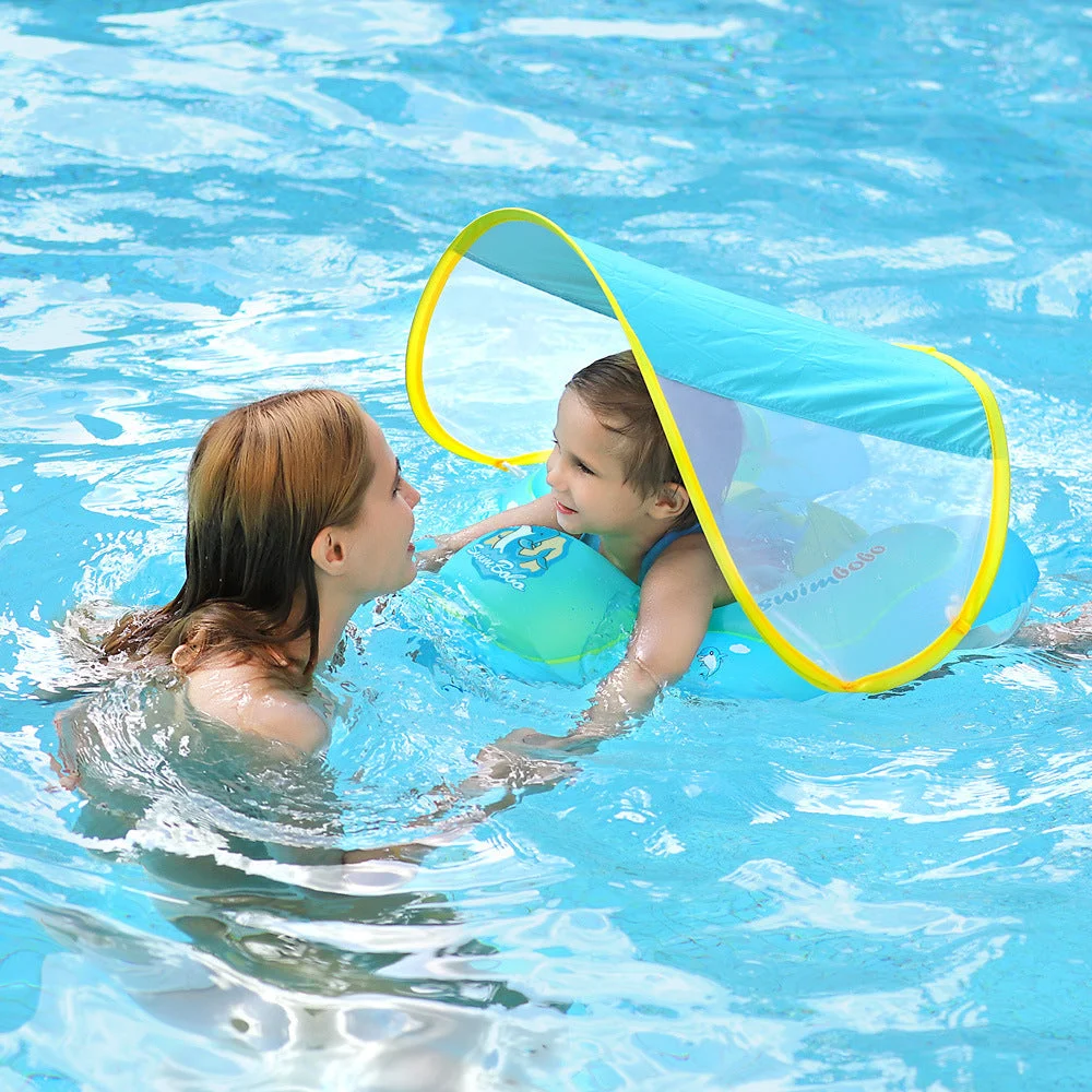 Baby Smart Swim Trainer Safety Pool Float Ring with UV Canopy