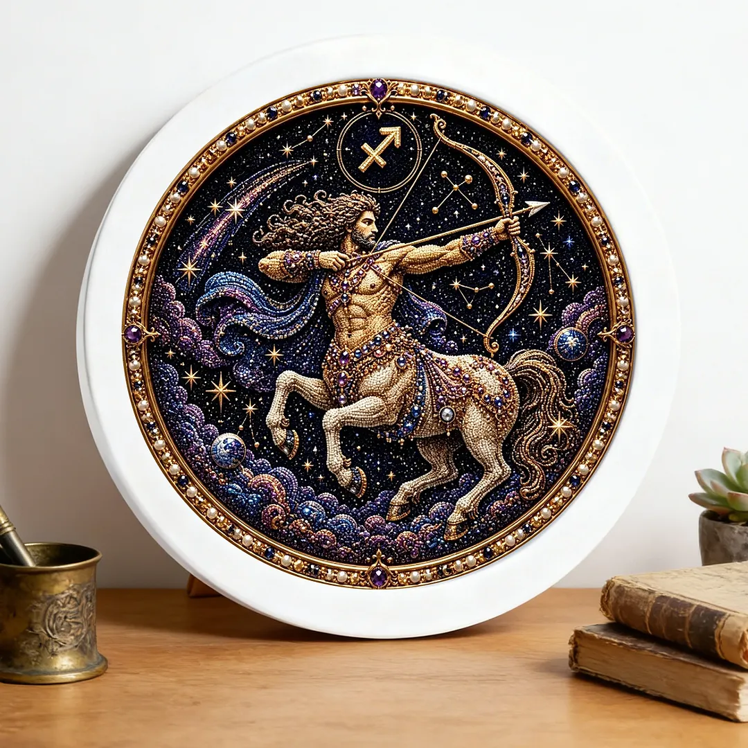 Framed Pearl Painting Kit Sagittarius Zodiac 7.87x7.87in for Adults