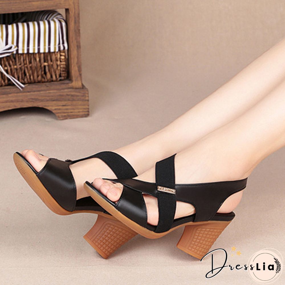 Pofulove Women Ankle Strap Sandals Peep Toe High Heels Rome Summer Women's Thick Heel Comfortable Shoes Ladies Fashion Footwear
