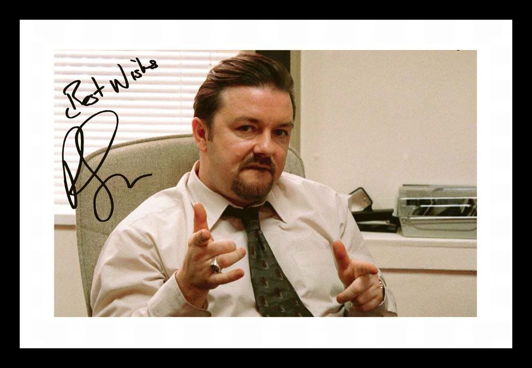 Ricky Gervais - The Office Autograph Signed & Framed Photo Poster painting