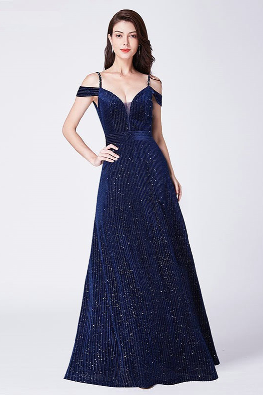 Glittering Off-the-Shoulder Long Beads Evening Gowns - lulusllly
