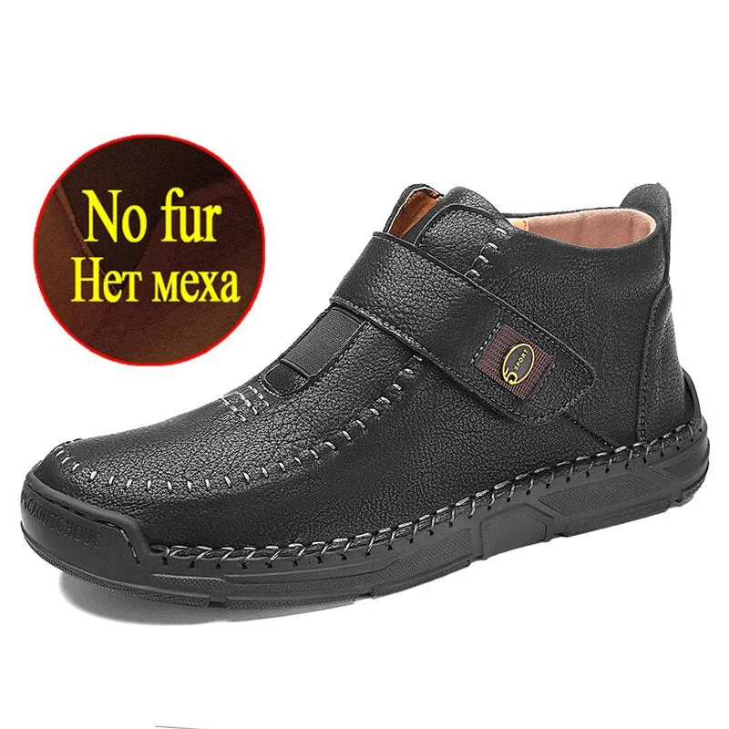 Fashion Men's Winter Boots Handmade Men's Ankle Boots Plush Warm Men's Snow Boots Outdoor Cold Protection Winter Men's Boots