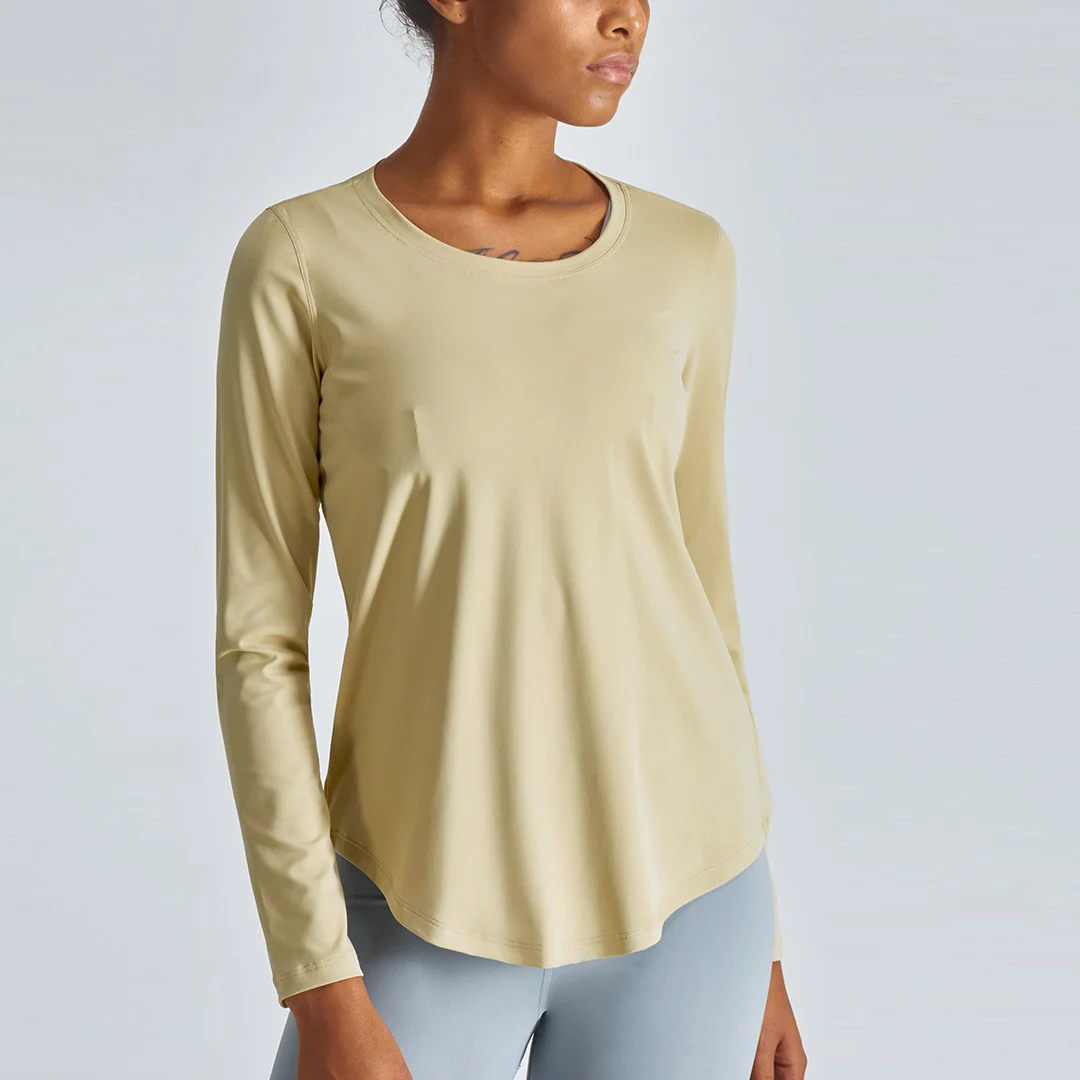 Solid quick-drying long-sleeved top