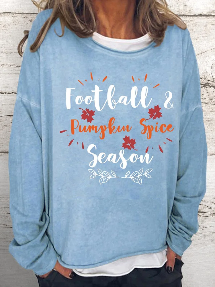 Football and Pumpkin Spice season Women Loose Sweatshirt-Annaletters