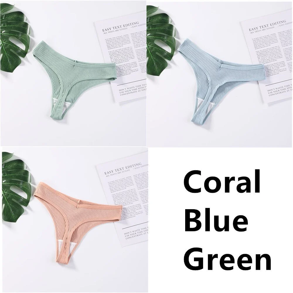 3Pcs/Set Panties G-String Ladies Sexy Panties Ladies Ladies Thong Underwear Low Waist Solid Comfortable Cotton Panties Lingerie