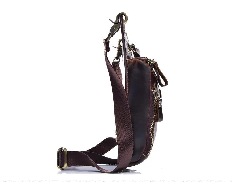 Men's bag retro crazy horse leather men's horizontal shoulder messenger bag