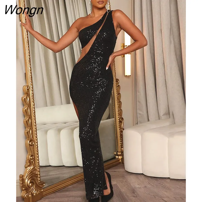 Glitter Wrap Maxi Dress Nude