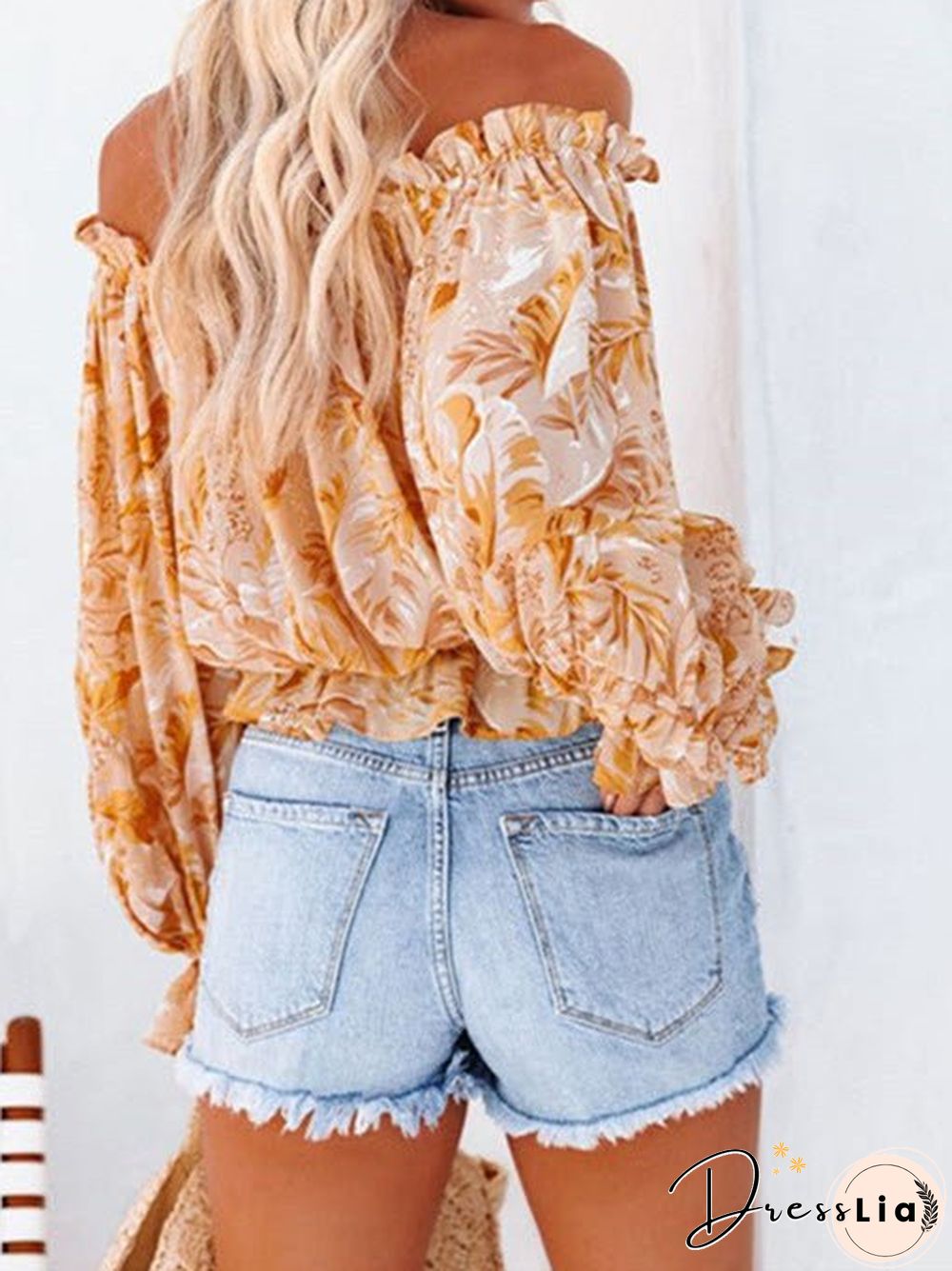 Women'S Blouses One-Shoulder Chiffon Long Sleeve Blouse