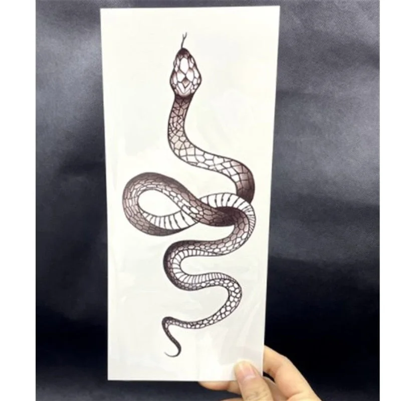 Black Snake Temporary Tattoo Stickers For Women Men Body Waist Waterproof Fake Tattoo Dark Wine Big Size Snake Tattoo