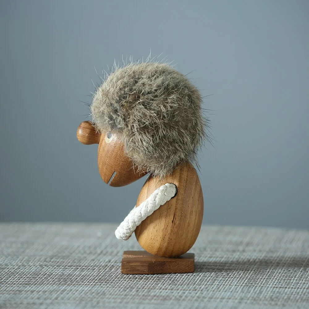 Decoration Crafts Nordic style Danish wood play two small hairy ornaments optimists and pessimists puppet birthday gifts in room