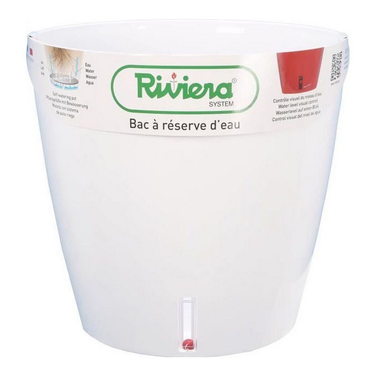 Self-watering flowerpot Riviera Eva New White Plastic Circular &Oslash; 46 cm