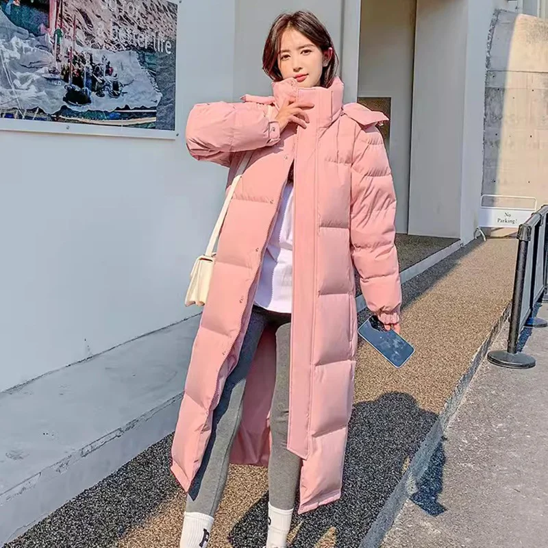 Woherb Chinese Drama Long College Style Down Jacket Female 2024 Winter Fashion Thick Loose Warm White Duck Down Matching Jacket-Outfit Ideas