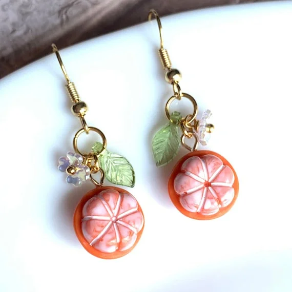 Fruit Earrings Mandarin Earrings Acrylic