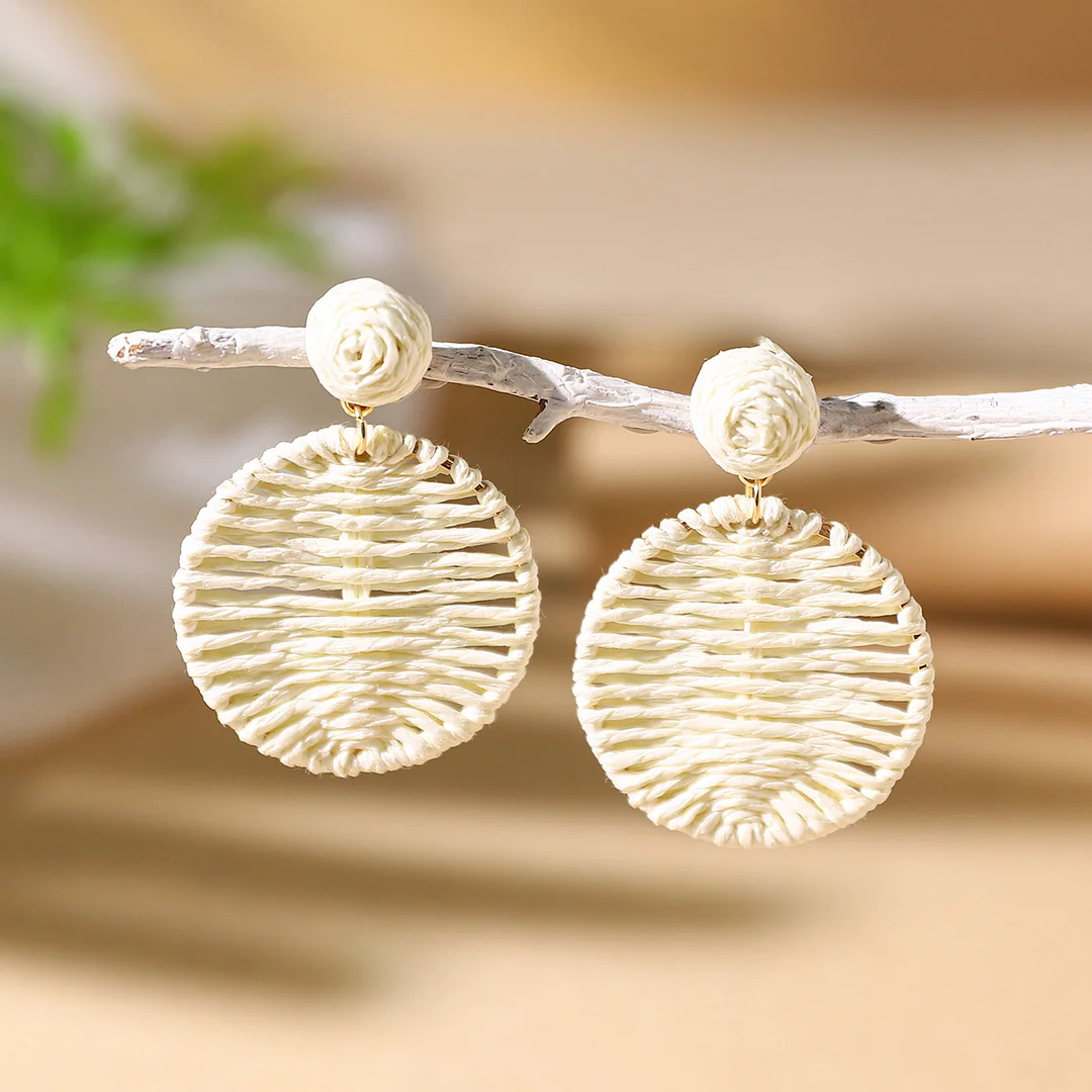 Women's Holiday Bohemian Style Raffia Hand-woven Earrings