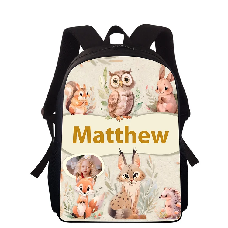 Personalized Owl Photo School Bag Name Backpack, Customized Schoolbag Travel Bag For Kids