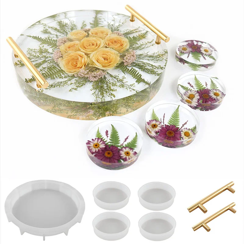 Large Round Tray with Handle Resin Mold Set