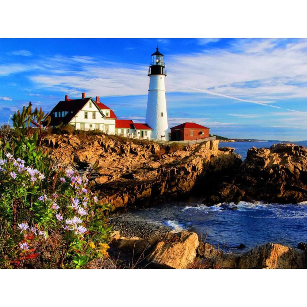 Full Round Diamond Painting Lighthouse Seascape (40*30cm)