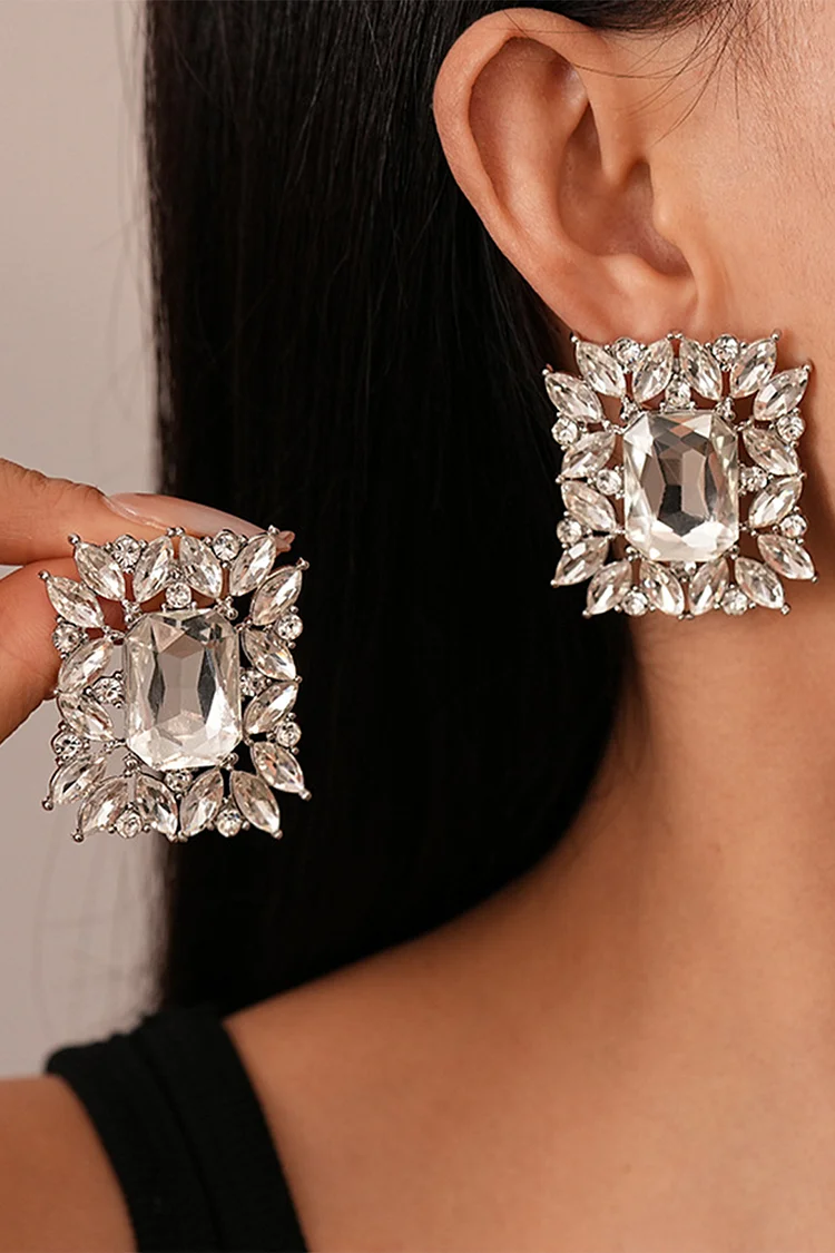 Retro Silver Rhinestone Multi-Layered Pearl Choker Necklace Bracelet Stud Earrings 2024 - Xpluswear