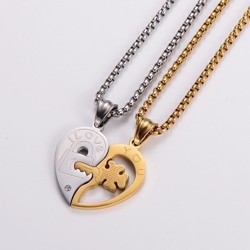 Stainless Steel 18K Gold Plated Hip-Hop Minimalist Heart Shape Pendant Necklace