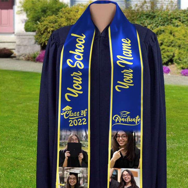 Stoles Triangle with Rounded Neck Photo Class of 2022 Stoles Sash For Graduation Day, Graduation Gift, Senior Gift gift for son, daughter, friends, classmates