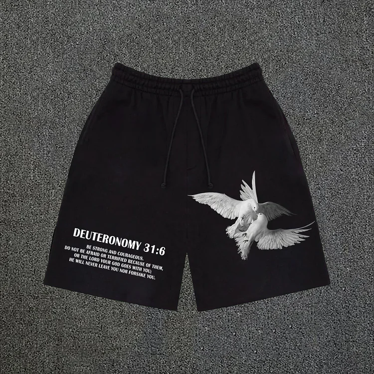 Men's Bible Deuteronomy 31：6 Graphic Drawstring Shorts