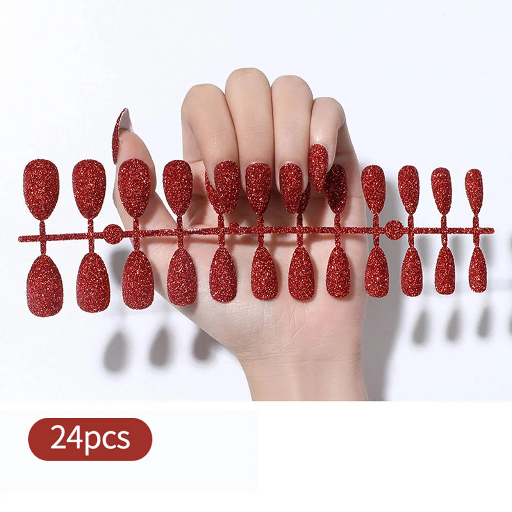 Free shipping fake nails Nail Art Decorations 24pcs Fake Nails Solid Color Frosted Matte Full Cover новогодние накладные ногти-Nail Inspo