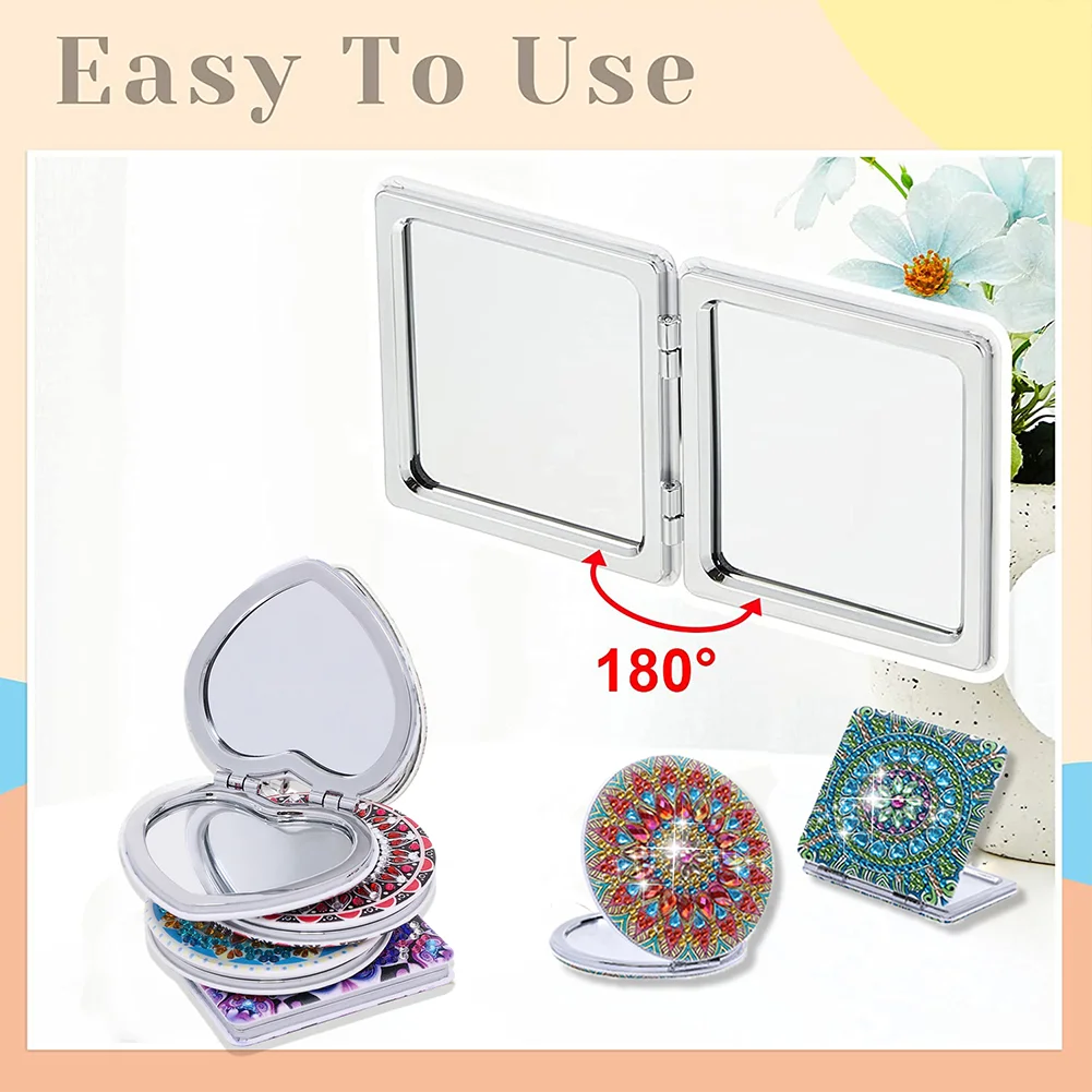 DIY Diamond Art Mosaic Makeup Mirror Paint by Number Kits Mandala
