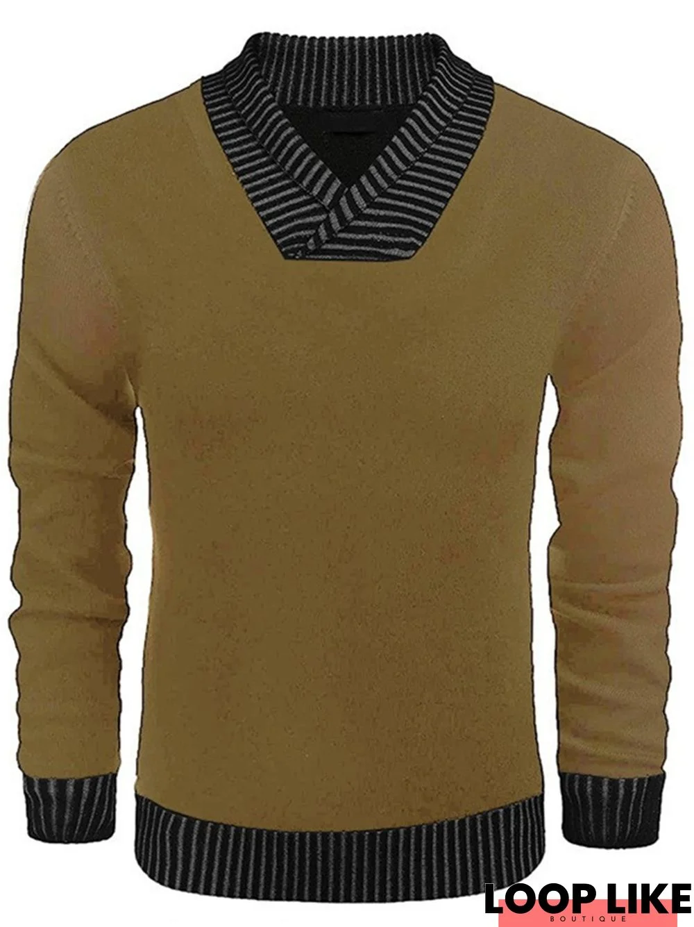 Long Sleeve V-Neck Men's Casual Knitting Sweater