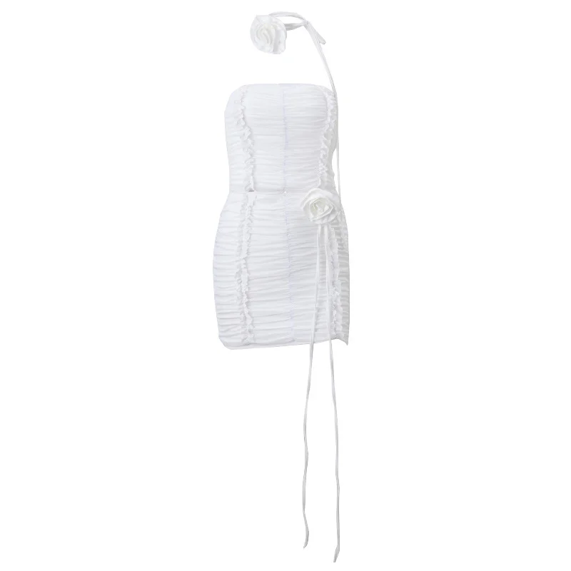 Uveng Uveng Summer New Women's Fashion Hot Girl Two-Piece Set Of Temperament Pleated Strapless Short Skirt Suit