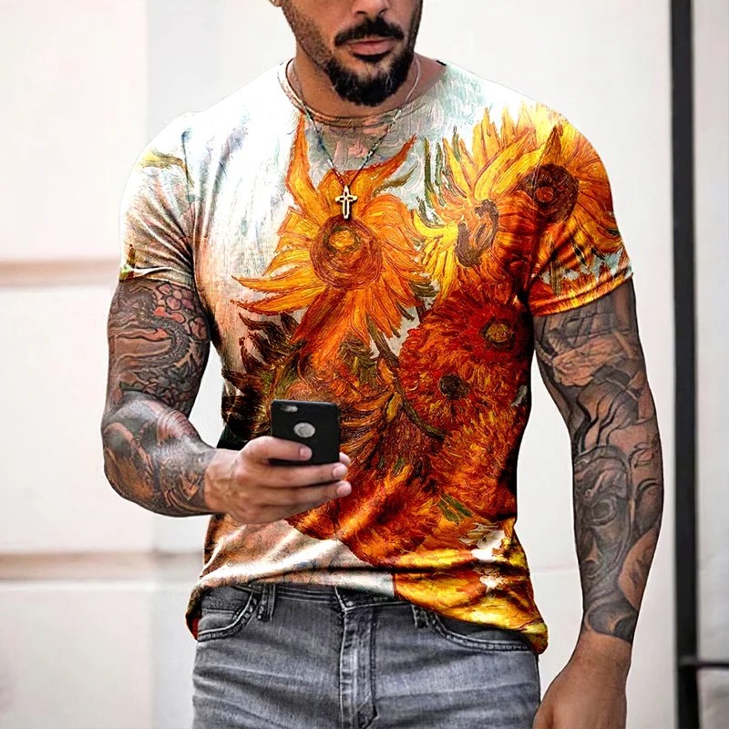 Men'S Popular Sunflower Art T-Shirt