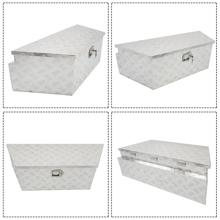 Silscvtt 39 Inch Aluminum Tongue Box Tool Chest Under Truck Bed Tool Box with Lock and Keys Silver