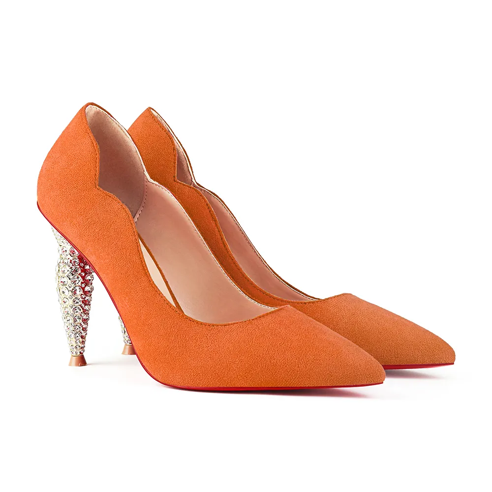 100mm Diamond Red bottom high heels Suede-vocosishoes