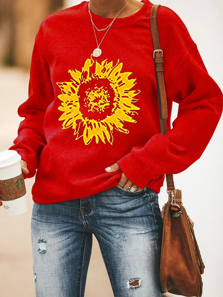 Bestdealfriday Yellow Hollow Out Sunflower Women's Sweatershirt