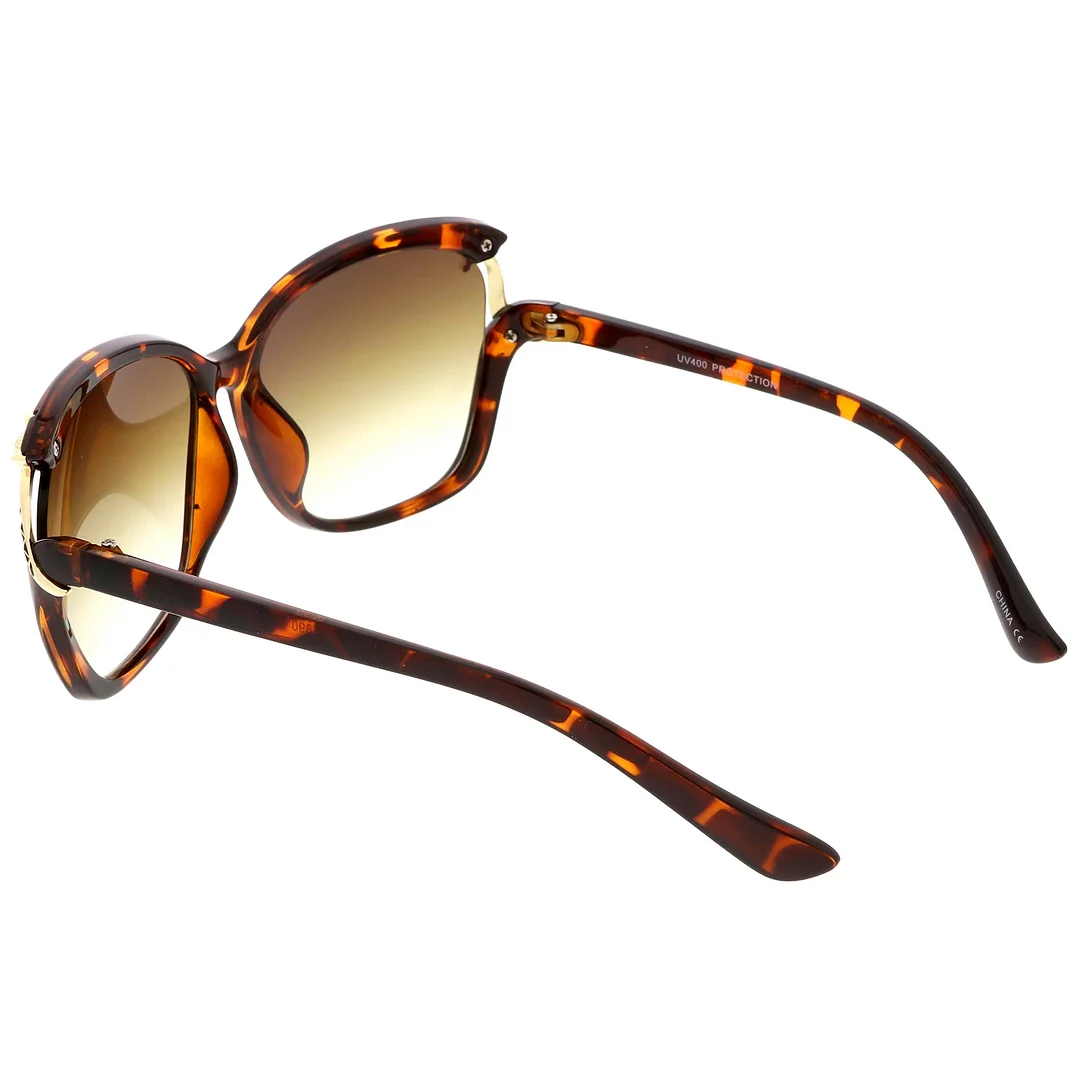 Women's Oversize Square glasses With Metal Fox Accent Cutout 60mm