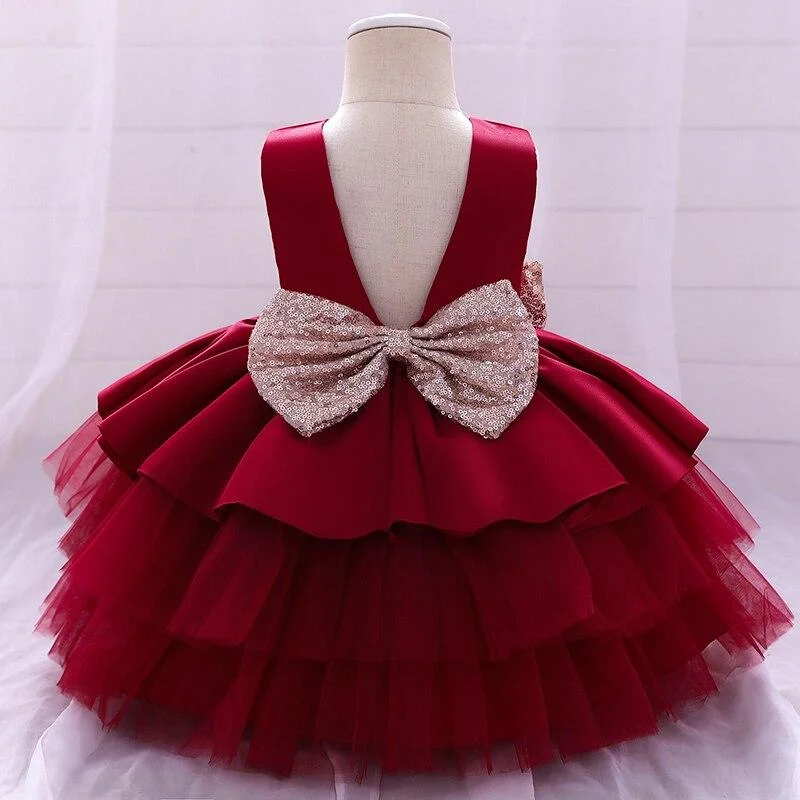 2021 Summer Newborn Tutu Dress 1st Birthday Dress For Baby Girl Clothes Big Bow Princess Baptism Dresses Ceremony Party Dress