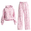 Women's Street Style Pink Camo Hooded Tracksuit Two-piece Set by Inlyline