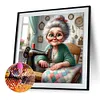 Dr&ocirc;le de vieille dame-peinture diamant ronde-30*30cm